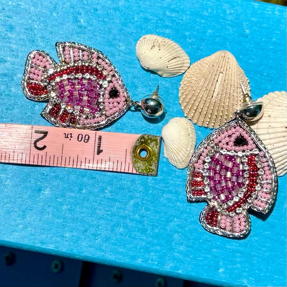 Bohemian Beadwork Earrings Handmade - Picture 4 of 5